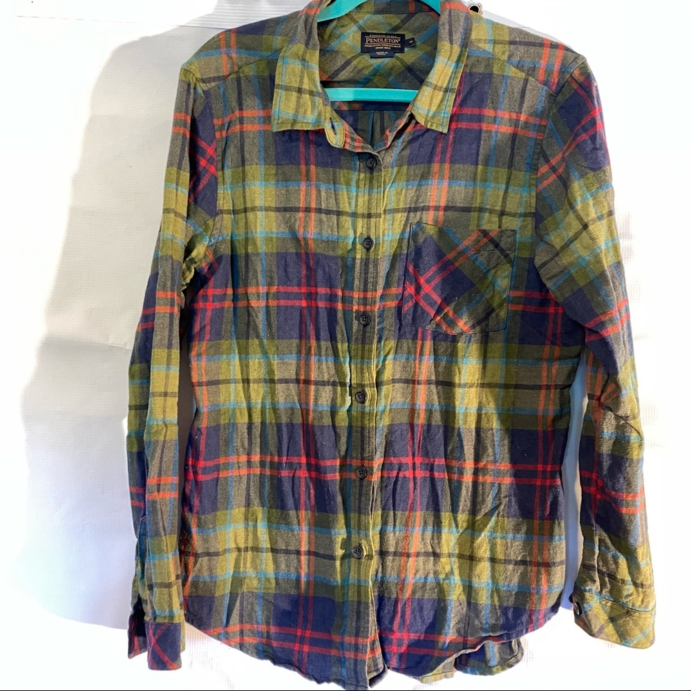 Pendleton Plaid Lightweight Button Down, Size Med - image 2